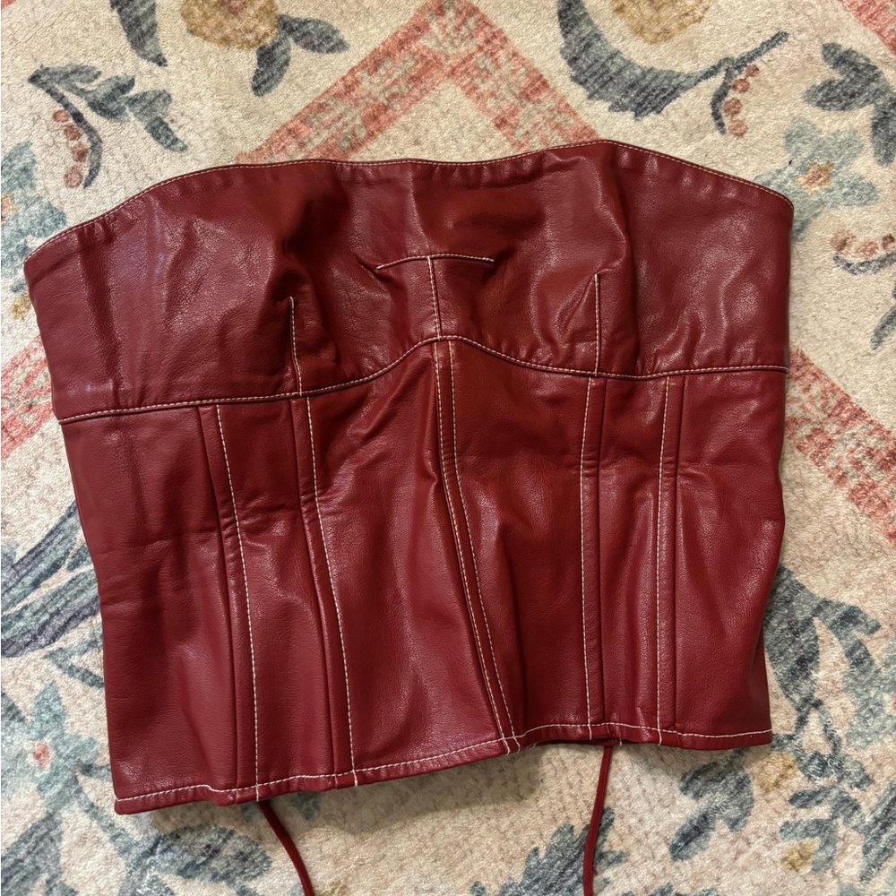 Edikted red leather corset top